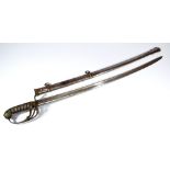 A 19th century officer's sabre, with shagreen grip,