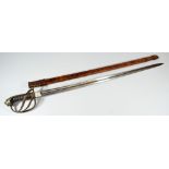 A late 19th/early 20th century officer's sword, with wirework shagreen grip,