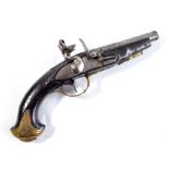 A small flintlock pistol with cannon barrel, engraved detail and lock inscribed 'Berleur',