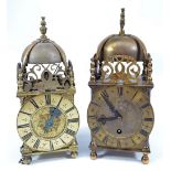 Two small 20th century brass lantern clocks,