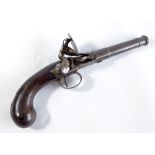 An early 18th century flintlock pistol with screw-off cannon barrel,