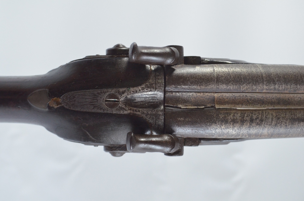 A fourteen bore side-by-side percussion cap shotgun, converted from flintlock, - Image 3 of 3