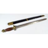 A late 19th/early 20th century Chinese short sword, with detailed brass pommel,