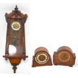 An early 20th century mahogany cased Vienna style wall clock,