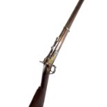 An 1863 American 2-band rifle converted from percussion cap to breech loading trapdoor service