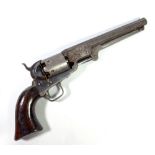 COLT; a patent percussion cap six shot revolver, the barrel stamped 'Address. Col. Colt.