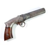 An unusual percussion cap breech-loading five shot transitional pistol,