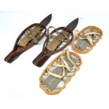 A pair of WWII period military issue snow shoes mounted on skis,