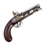 A small flintlock pistol, the lock inscribed 'J.