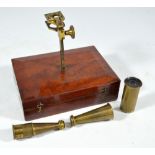 An early 19th century mahogany travelling microscope box,