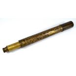 A&J FULTON OF GLASGOW; a 1.5" brass single-draw telescope, lacking cover to the barrel, length 52.