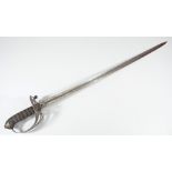 A late Victorian rifle light infantry sword, with wirework shagreen grip,