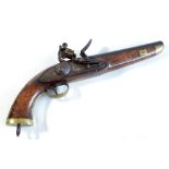 A flintlock pistol, the lock set with indistinct stamp,