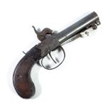 A small percussion cap muff pistol with hinged flick-out dagger, engraved decoration,