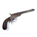 A Belgian single shot break barrel rimfire pistol,