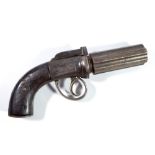 A percussion cap six shot pepperbox revolver, for complete restoration,
