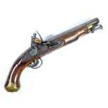A flintlock pistol, the lock stamped 'Cutler' with brass furniture,