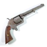 An unusual seven shot rimfire revolver, the barrel stamped 'Address. W. Irving. 20. Cliff. St. N.Y.