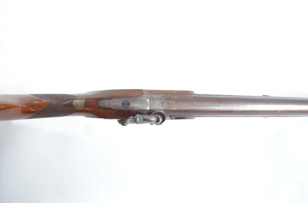 A percussion cap single barrel hunting shotgun, the lock plate engraved 'Chambers', - Image 3 of 3