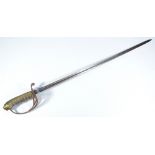 A Victorian naval dress sword, with wirework shagreen grip,