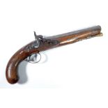 A percussion cap pistol converted from flintlock, the lock inscribed 'Archer',