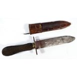 A Bowie knife with checkered shaped grip and blade stamped 'Weiss & Son 287 Oxford Street',