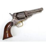 A percussion cap five shot revolver, the octagonal barrel stamped 'E Whitney, N.