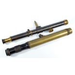 W OTTWAY & CO; a brass and black lacquered telescopic scope inscribed '1489, W Ottway & Co,