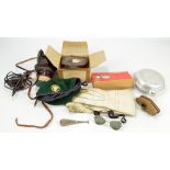 A mixed lot of equipment to include two gas masks (one boxed), an Easco 'life jacket' light,