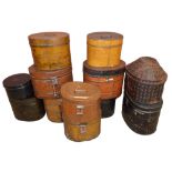A group of twelve 20th century hat tins including an oval example with remains of painted