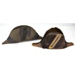 Two bicorn hats to include an example with internal gilt 'Royal Appointment' stamp for Ede &