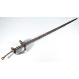 A late 18th/early 19th century Indian khanda, with spike pommel, shaped guard and straight blade,