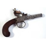 A small flintlock pocket pistol with screw-off barrel, the lock inscribed 'Thomas, London',