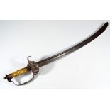 An 18th century European hunting hanger, with wrythen decorated bone grip,
