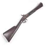 A percussion cap blunderbuss with engraved lock inscribed 'London', checkered stock,