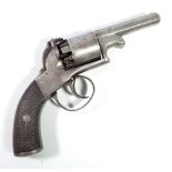 A percussion cap five shot revolver with octagonal barrel,