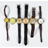 A group of six 20th century wristwatches to include a 9ct rose gold cased example with gilt