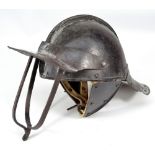 A reproduction English Civil War three bar lobster-tailed pot helmet,