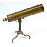 TULLEY; a 4" brass reflecting telescope,