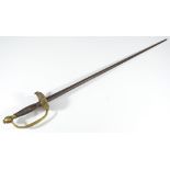 A 19th century Continental infantry officer's sword, with wirework grip, hinged guard,