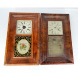 Two late 19th century American walnut rectangular wall clocks, one by Jerome & Co,