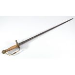 An 18th century Continental hunting sword, with embossed pommel,