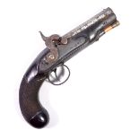 A small percussion cap pocket pistol converted from flintlock, the lock stamped 'Richardson',