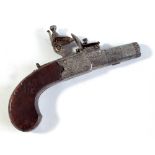 A small flintlock muff pistol with screw-off barrel, the lock stamped 'J Siddons, London',