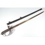A Victorian 1st Lancaster Rifles Volunteers dress sword, with wirework shagreen grip,