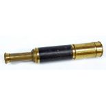ARTHUR CHEVALIER; a brass four-draw telescope with half leather and half brass barrel,