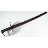 An early 19th century naval cutlass, with ribbed grip, solid guard and blade no.