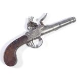 A small flintlock muff pistol with screw-off cannon barrel,