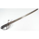A home-made sword with 18th century blade, pierced knuckle guard and ribbed grip.