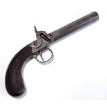 A small percussion cap pocket pistol with screw-off octagonal barrel,